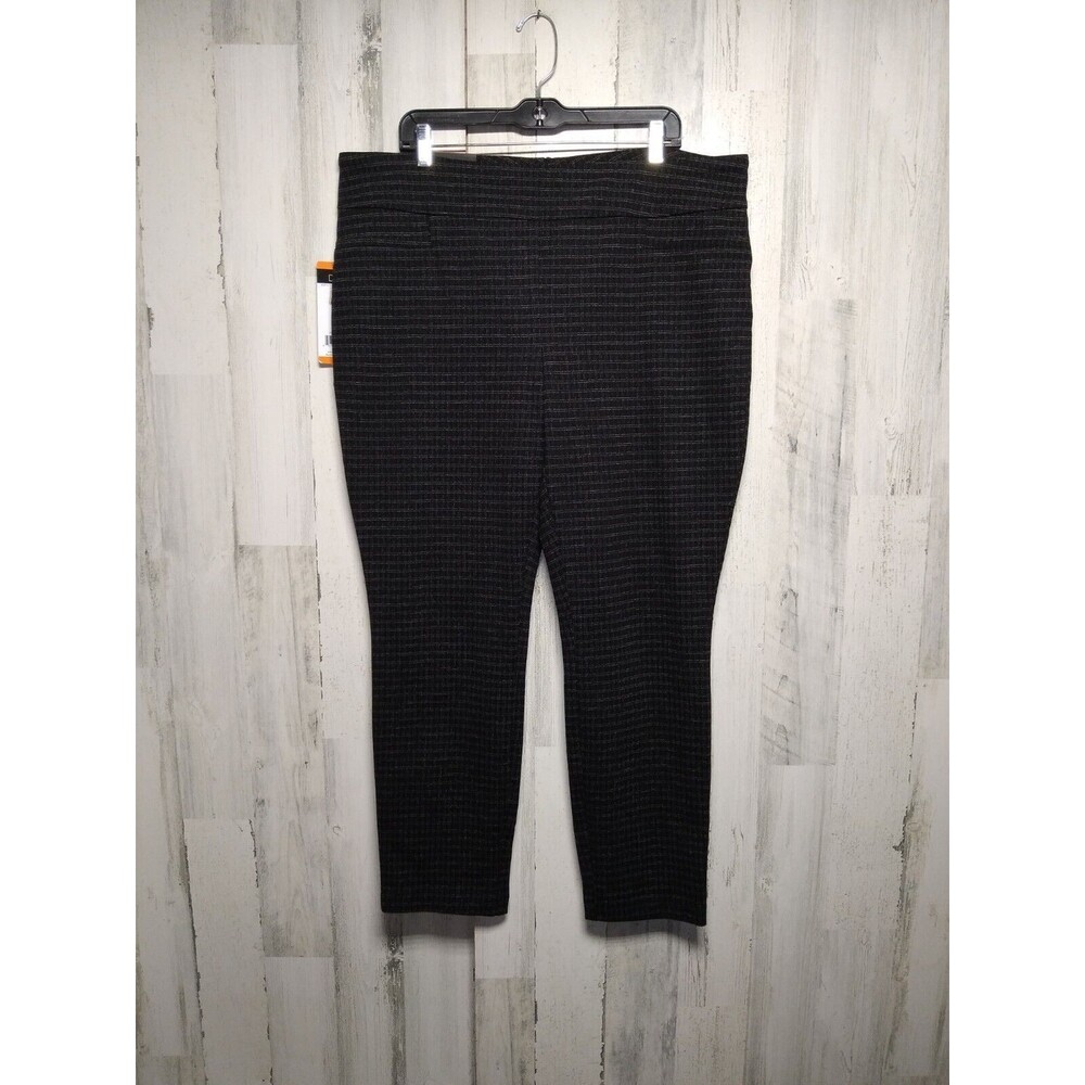 DALIA Pants Black Check Narrow Leg Sits at Waist Inseam 29 in Size XXL